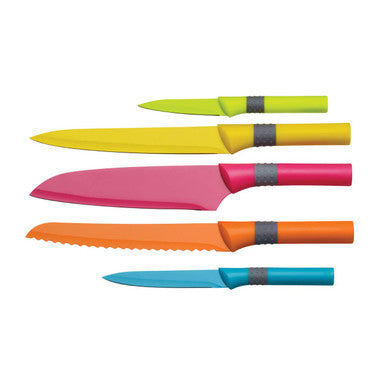Living Colour 5 Piece Knife Set With Rubber Handle