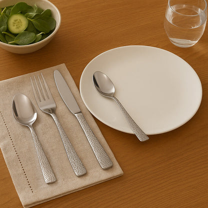 Martello Hammered 24 Piece Cutlery Set