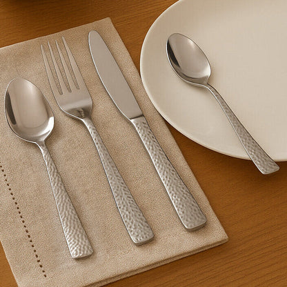 Martello Hammered 24 Piece Cutlery Set