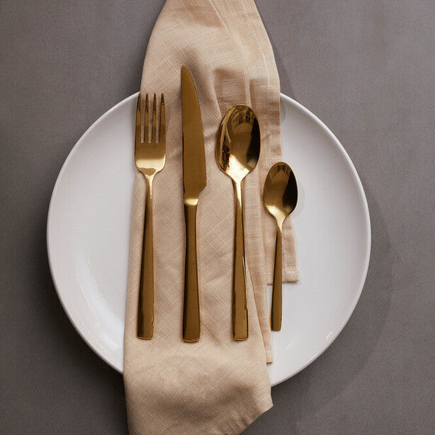Avie Glow 16 Piece Gold Cutlery Set