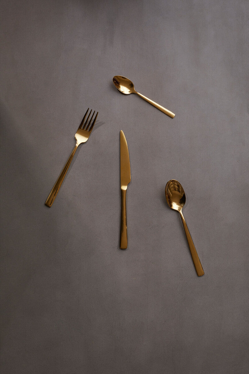 Avie Glow 16 Piece Gold Cutlery Set