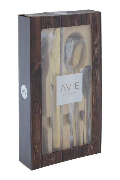 Avie Aura 16 Piece Gold Cutlery Set