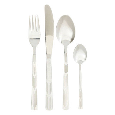 Avie 16 Piece Etched Deco Cutlery Set