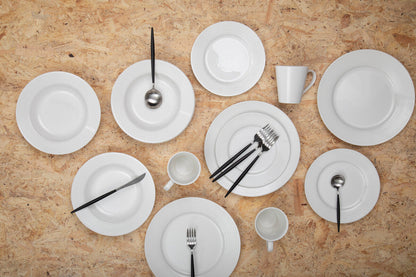 Avie 16 Piece Matte  Silver And Black Cutlery Set