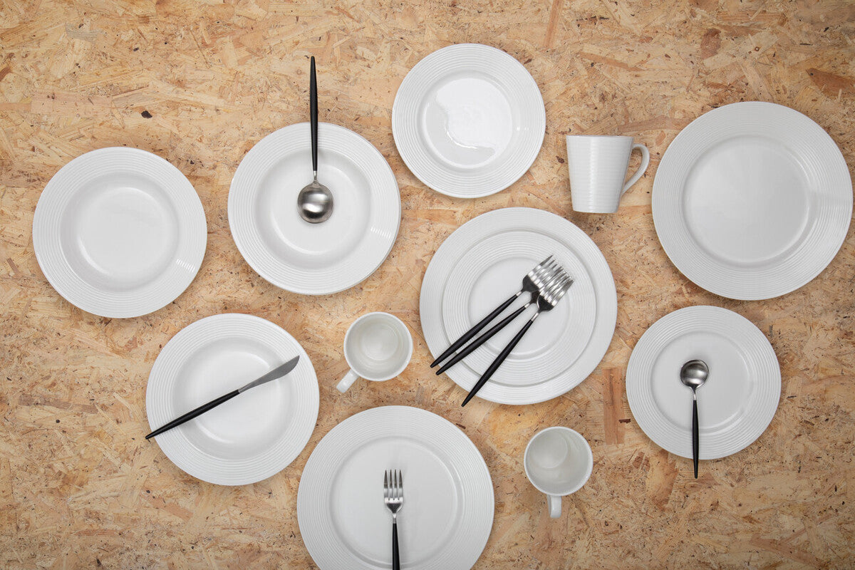 Avie 16 Piece Matte  Silver And Black Cutlery Set