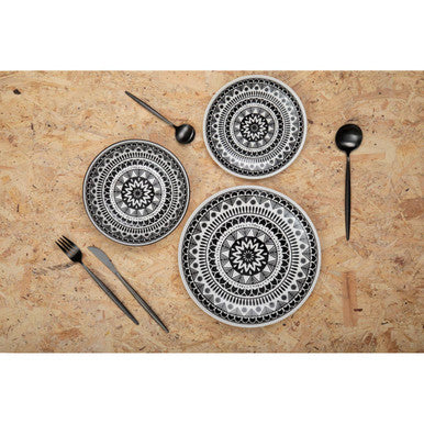 Modern Retro 16 Piece Matte Black Cutlery Set