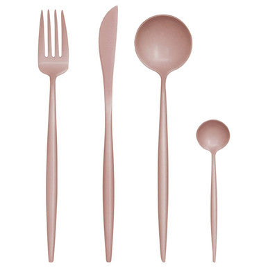 Avie 16 Piece Matte Pink Finish Cutlery Set