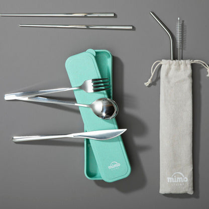 Mimo 6 Piece Silver Travel Cutlery Set With Case