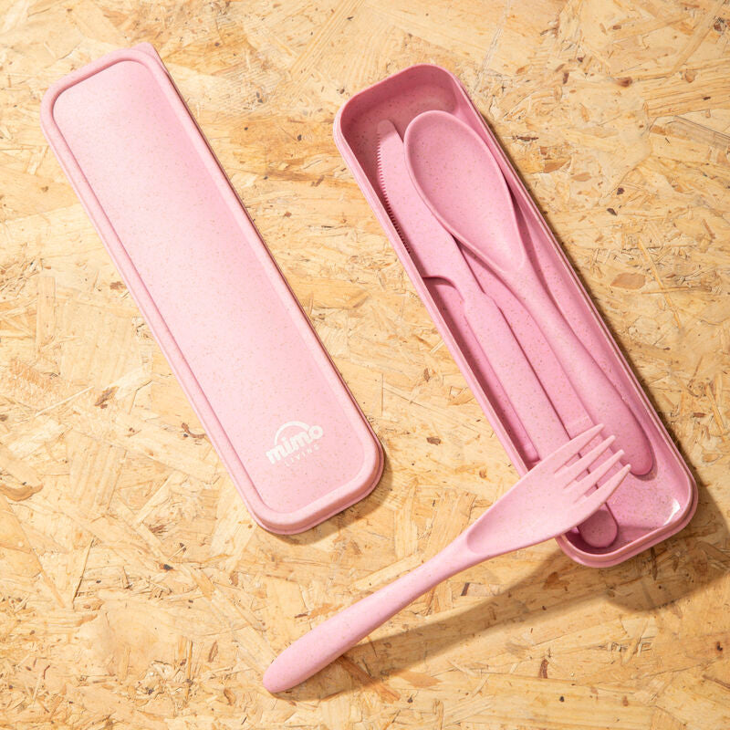 Mimo Pink 3 Piece Travel Cutlery Set