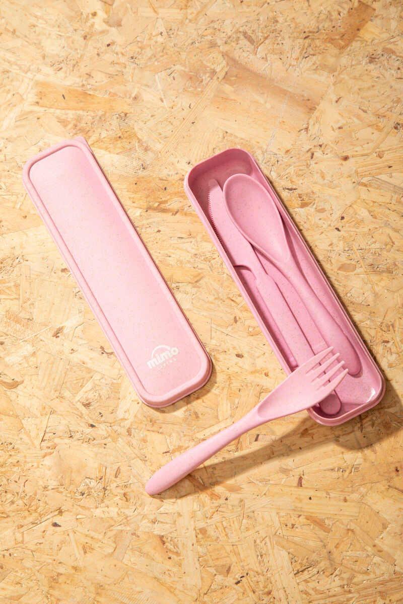 Mimo Pink 3 Piece Travel Cutlery Set