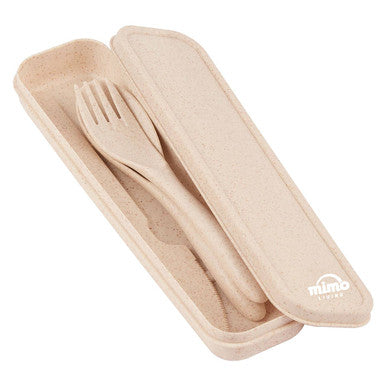 Mimo 3 Piece Natural Wheat Straw Travel Cutlery Set