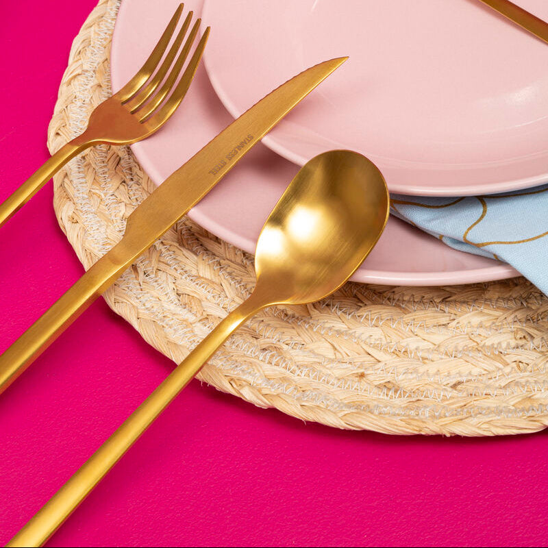 Avie 16 Piece Gold Finish Cutlery Set