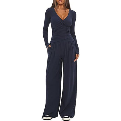 Cross-border Amazon Hot Loose Wide-leg Pants Casual And Comfortable Suit