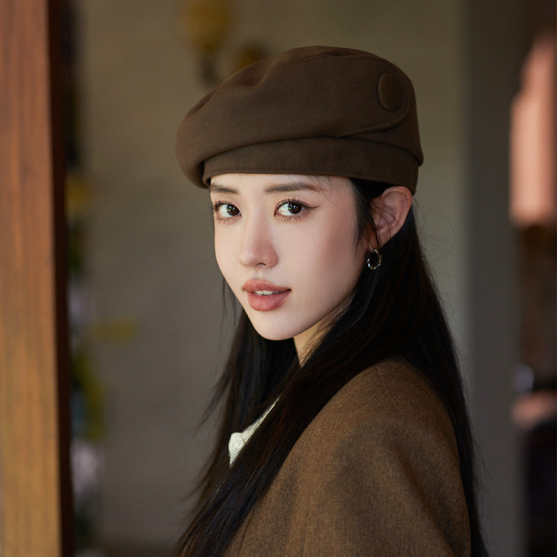 High-grade Buttons Make Your Face Look Smaller In Autumn And Winter Beret