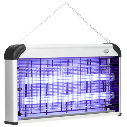 Outsunny Free Standing Wall Hanging 30W Electric Fly Mosquito Killer 60\'e3\'8e\'a1  Coverage Electric Fly Zapper, Bug Zapper, Insect Killer Silver