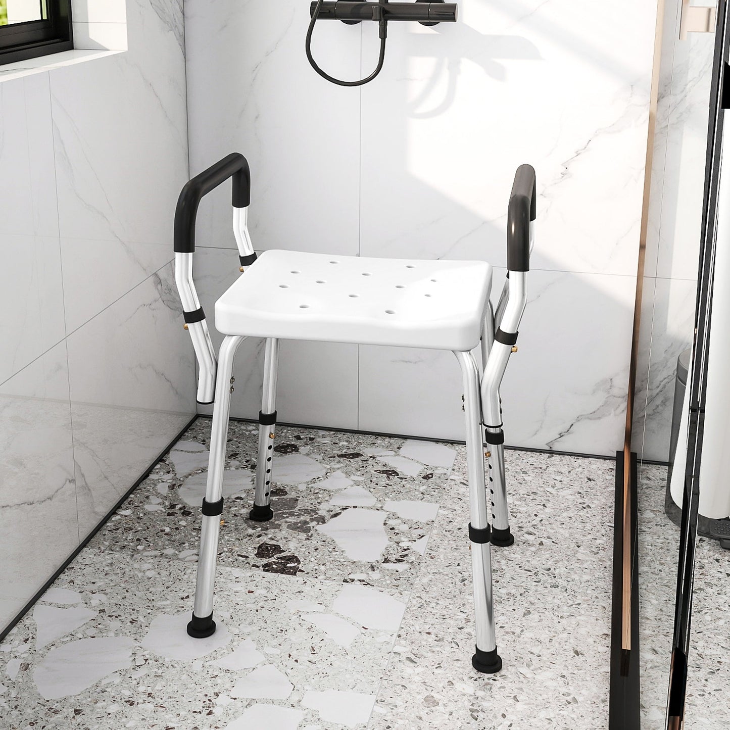 HOMCOM 57-69cm Aluminium Frame Bath Seat