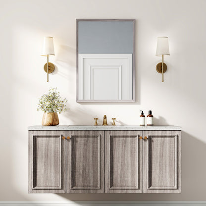 HOMCOM Wall Bathroom Mirror, 50 x 70 cm Wall-Mounted Mirror for Living Room, Bedroom, Hallway, Grey