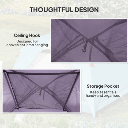 Outsunny 3-4 Person Camping Tent, Easy Set Up 3-4 Man Tent w/ Sewn-in Groundsheet, Waterproof Dome Tent w/ Mesh Windows