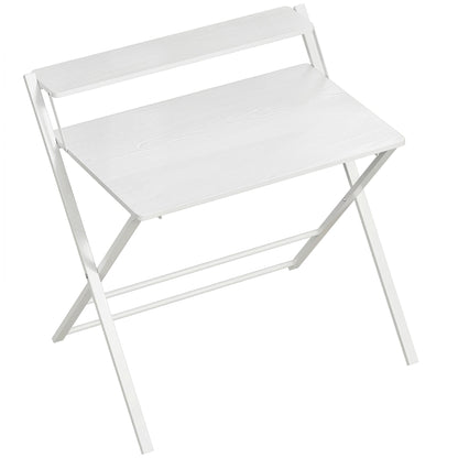 HOMCOM Compact Folding Desk for Small Spaces with Storage Shelf for Home Office, White