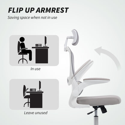 HOMCOM Mesh Back Office Chair, with Lumbar Support - Grey