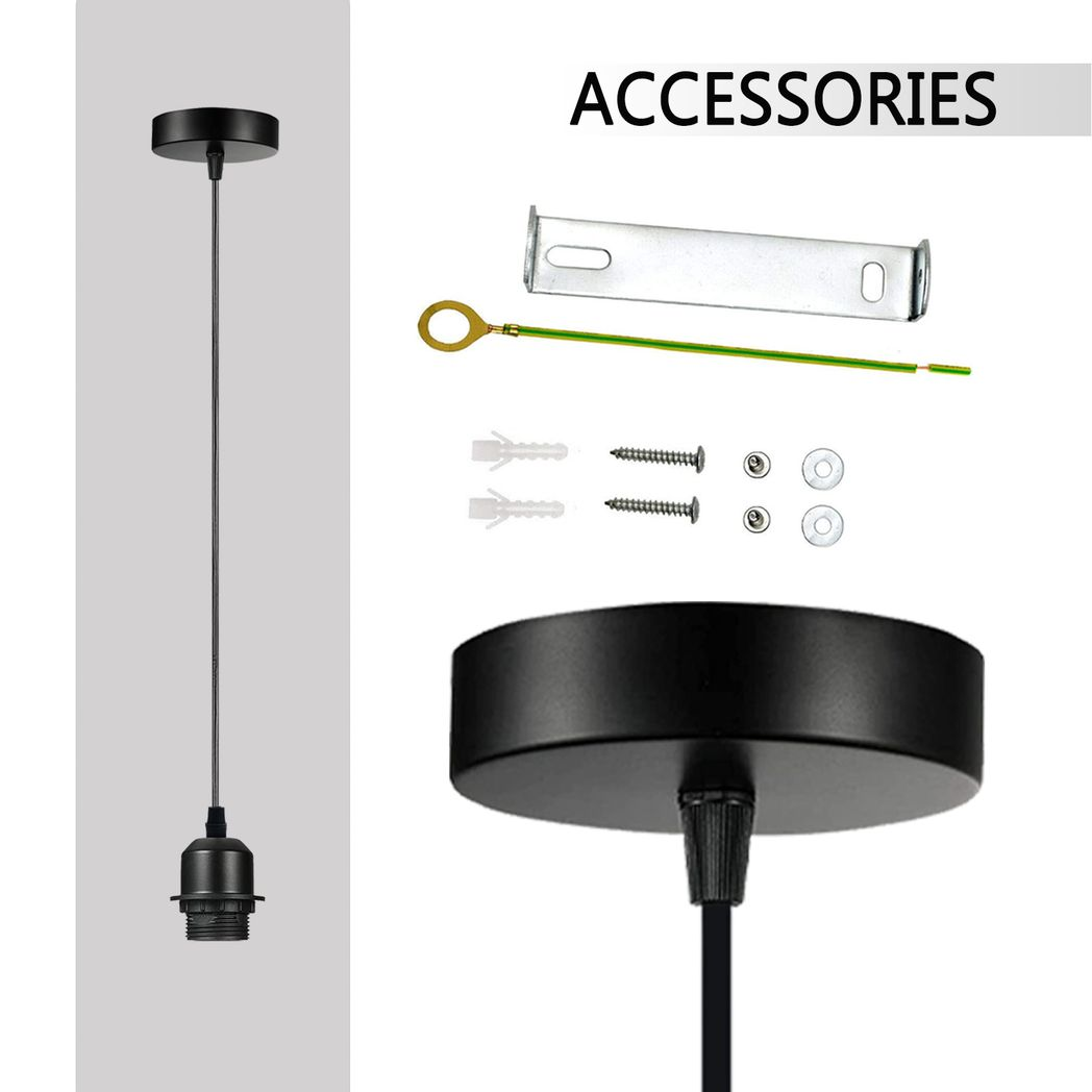 5 Pack Industrial Grey Pendant Light, Lampshade Addable E27 Lamp Holder Light,