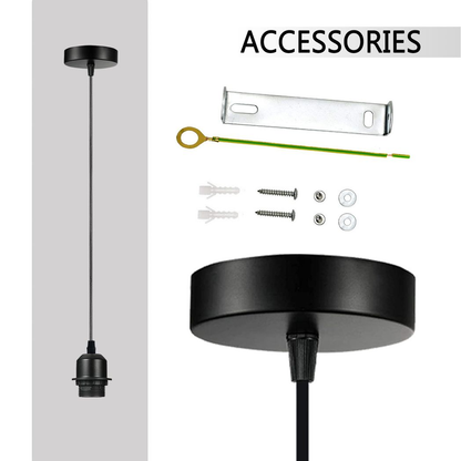 5 Pack Industrial Grey Pendant Light, Lampshade Addable E27 Lamp Holder Light,