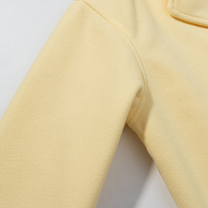 Lapel Long Sleeve Double Breasted Short Woolen Coat