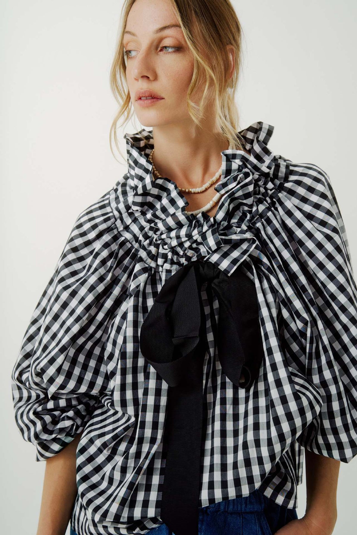 Women's Contrast Color Striped Shirt Lace-up Top