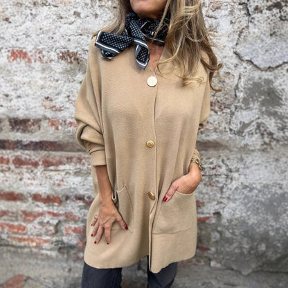 New Mid-length Solid Color Casual Single-breasted Cardigan Jacket
