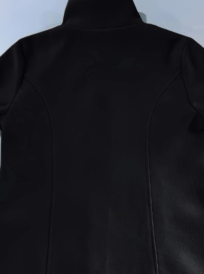 Women's Casual Tweed Coat - Solid Color Mid-Length H-Silhouette Button Front Long Sleeve