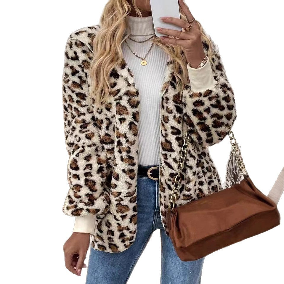 Cardigan Mid-length Women's Autumn And Winter Plush Coat