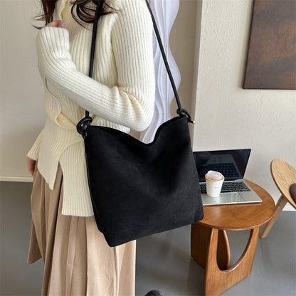 Large Capacity Frosted Suede Fashion Casual Shoulder Underarm Tote Handbag