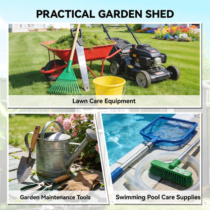 Outsunny 4'x5' Garden Storage Shed, Lean to Shed, Lockable Garden Shed with Window, Vent and Plastic Roof, Wood-Effect