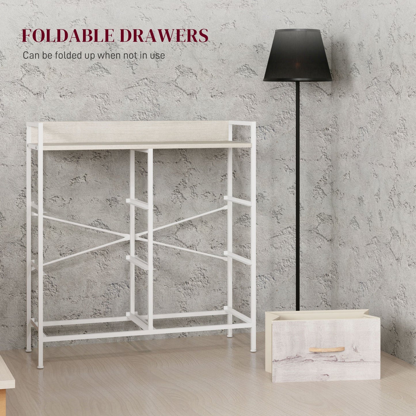 HOMCOM Rustic Chest of Six Fabric Drawers - Natural