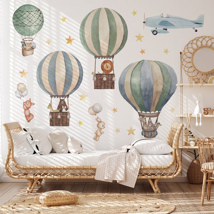 Colourful Hot Air Balloons Wall Sticker for Kids Rooms