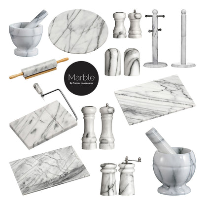 Salerno White Marble Cheese Board with Slicer