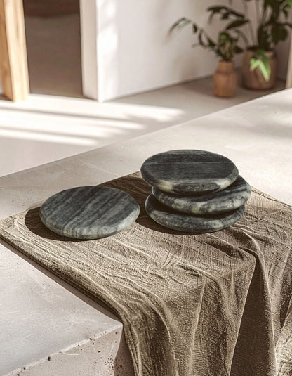 Marmore Set of 4 Grey Marble Round Coasters