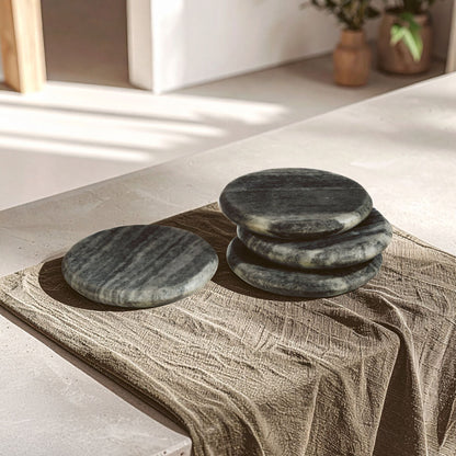 Marmore Set of 4 Grey Marble Round Coasters