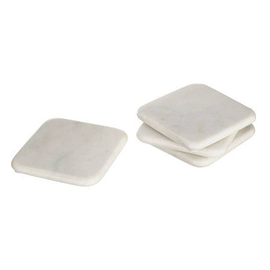 Set of 4 Off White Square Marble Coasters | Kindia