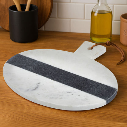 Bulgari White And Grey Marble Round Paddle Board