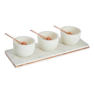 Monzaro Marble Dip Bowls With Board Set