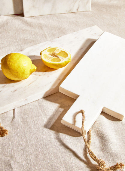 Kindia Rectangular White Marble Paddle Chopping and Serving Board
