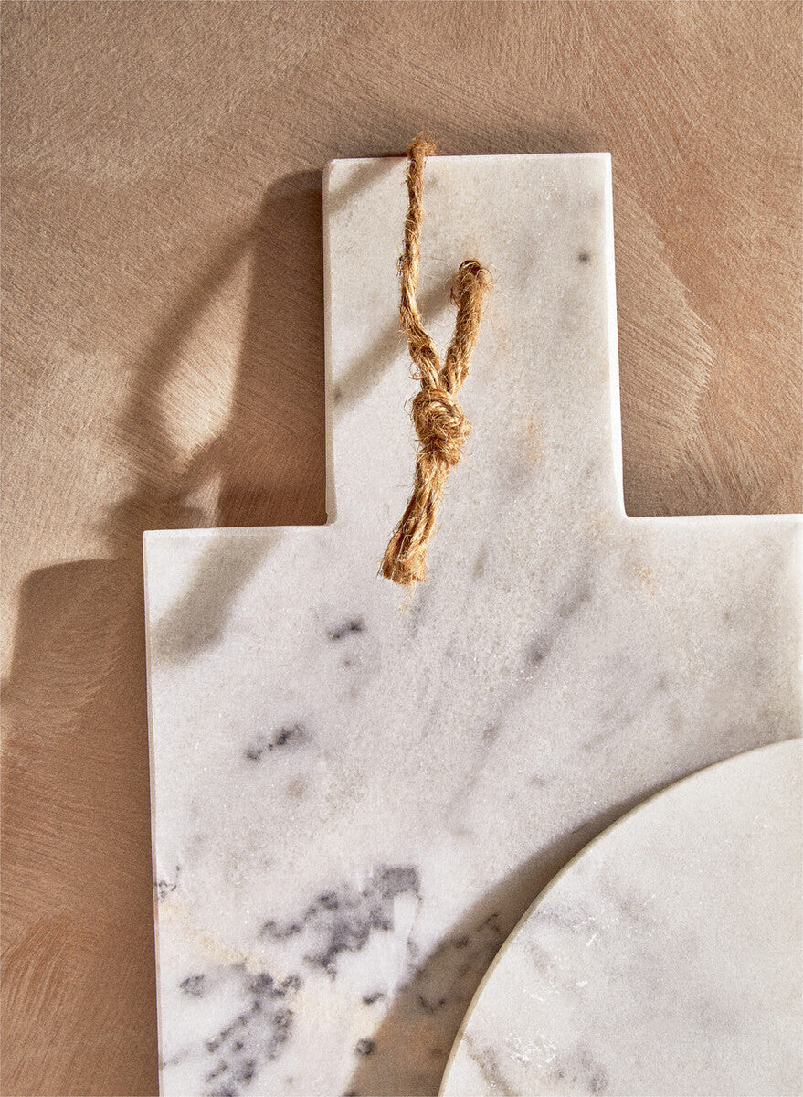 Kindia Rectangular White Marble Paddle Chopping and Serving Board