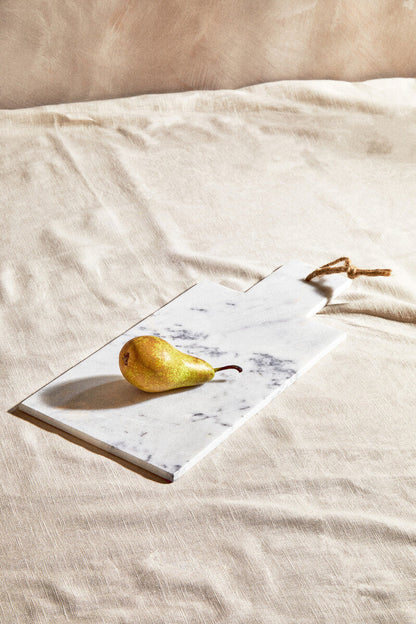 Kindia Rectangular White Marble Paddle Chopping and Serving Board
