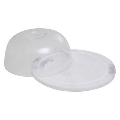Kindia Round Marble Cheese Board With Dome Lid