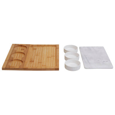 Monzaro 5 Piece White Marble And Ceramic Serving Board