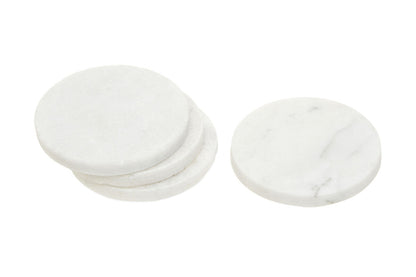Kindia Set Of 4 White Marble Round Coasters