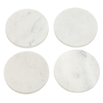 Kindia Set Of 4 White Marble Round Coasters
