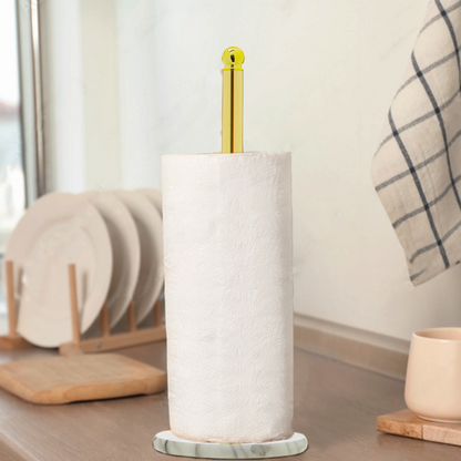 Delphine Gold Kitchen Roll Holder With Marble Base