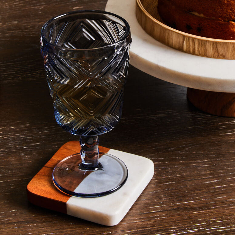 Monzaro Set Of Four Marble And Acacia Wood Coasters